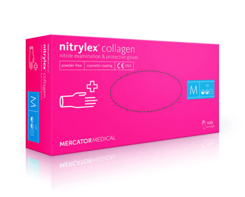 Rękawiczki nitrylowe różowe Nitrylex Collagen.