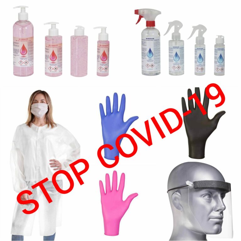Stop COVID. Srodki ochrony osobistej.