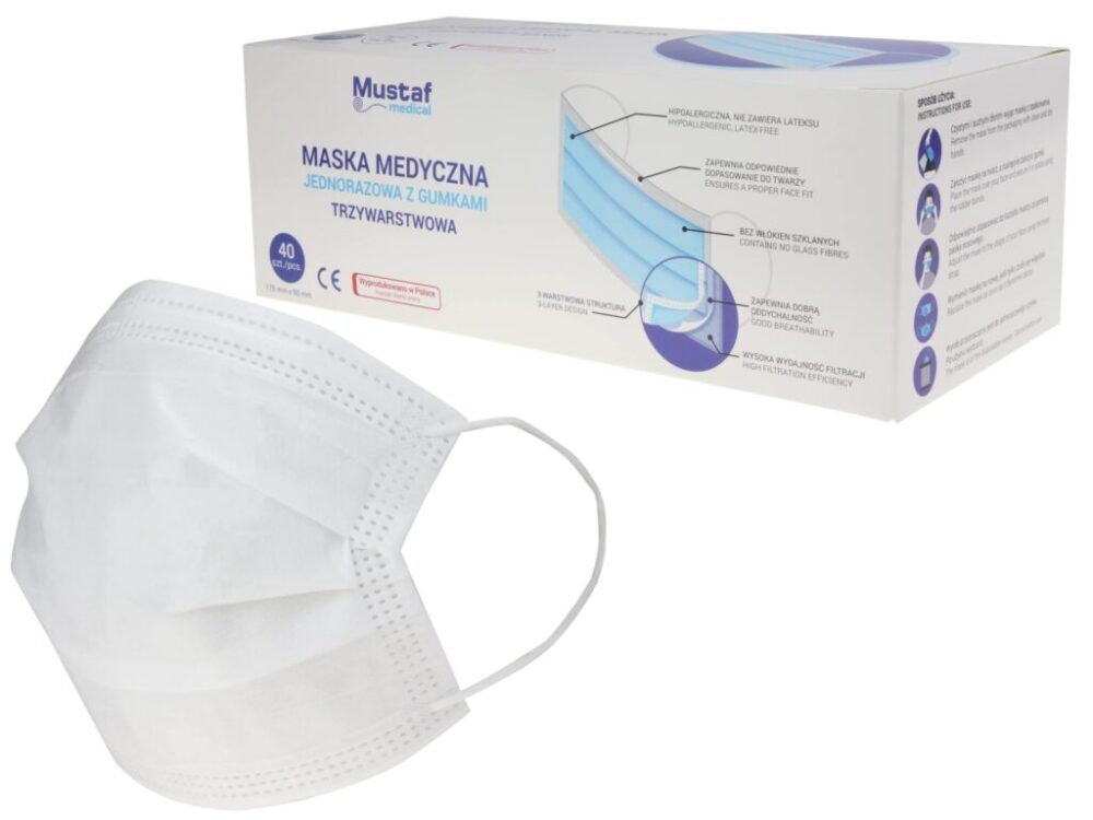 Maska medyczna Mustaf Medical biała.