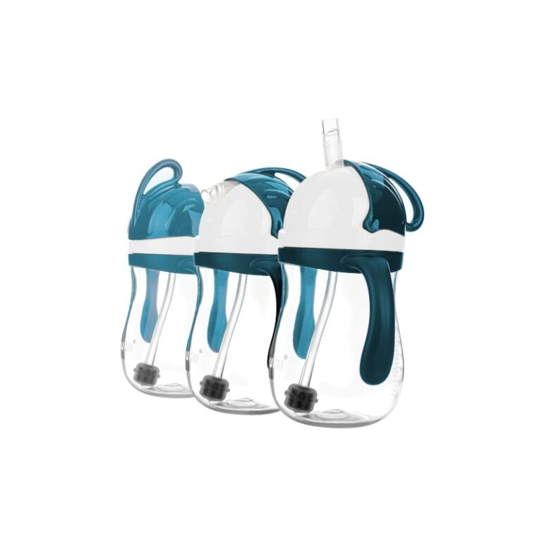 Akuku bidon ze słomką z odważnikiem granatowo-szary.